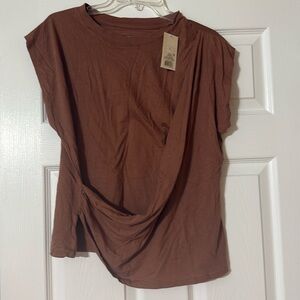a new day Brown Draped Muscle Tee L
